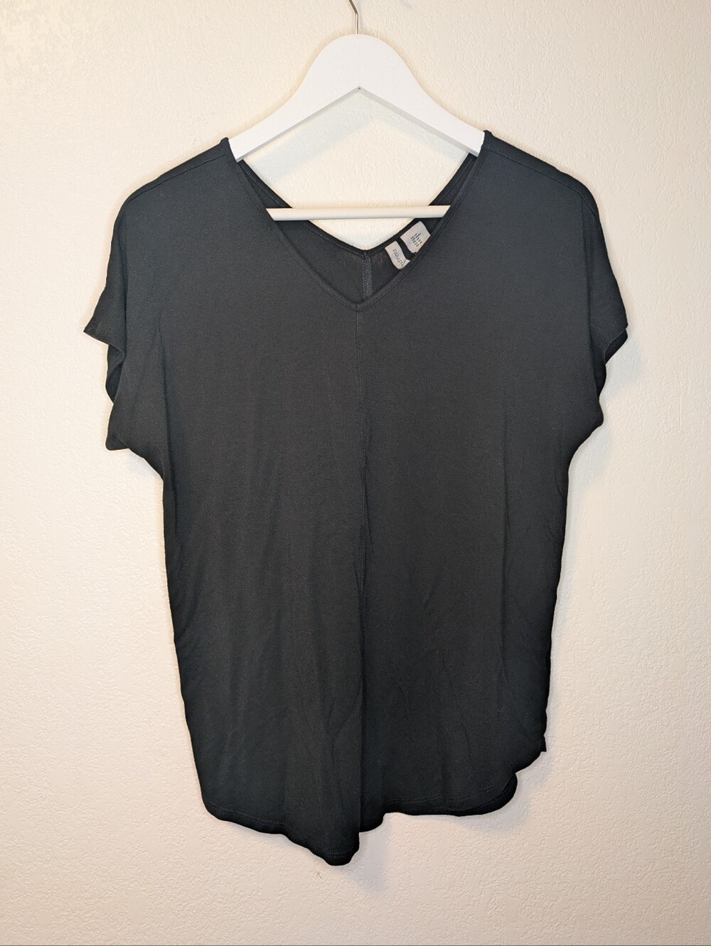 Paraphrase Black V-Neck Short Sleeve Top  - Modal